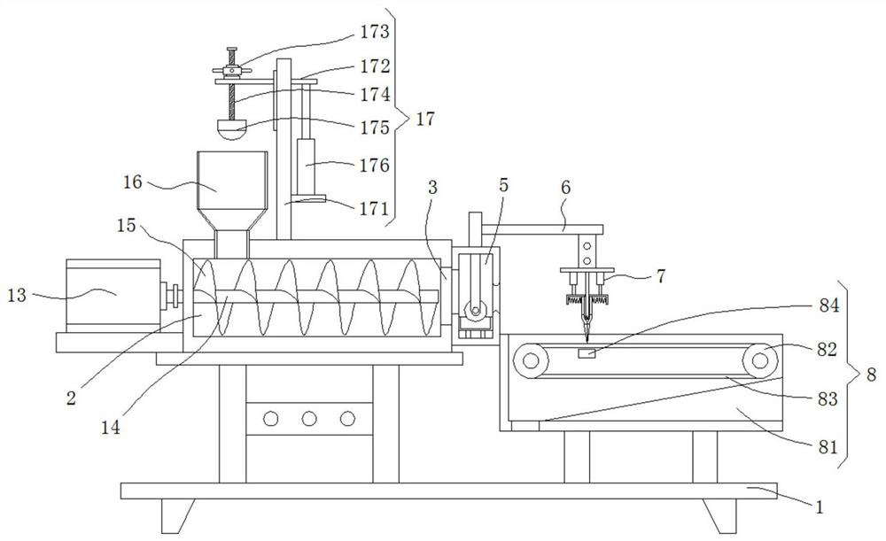 Noodle processing and extruding device with cutting function