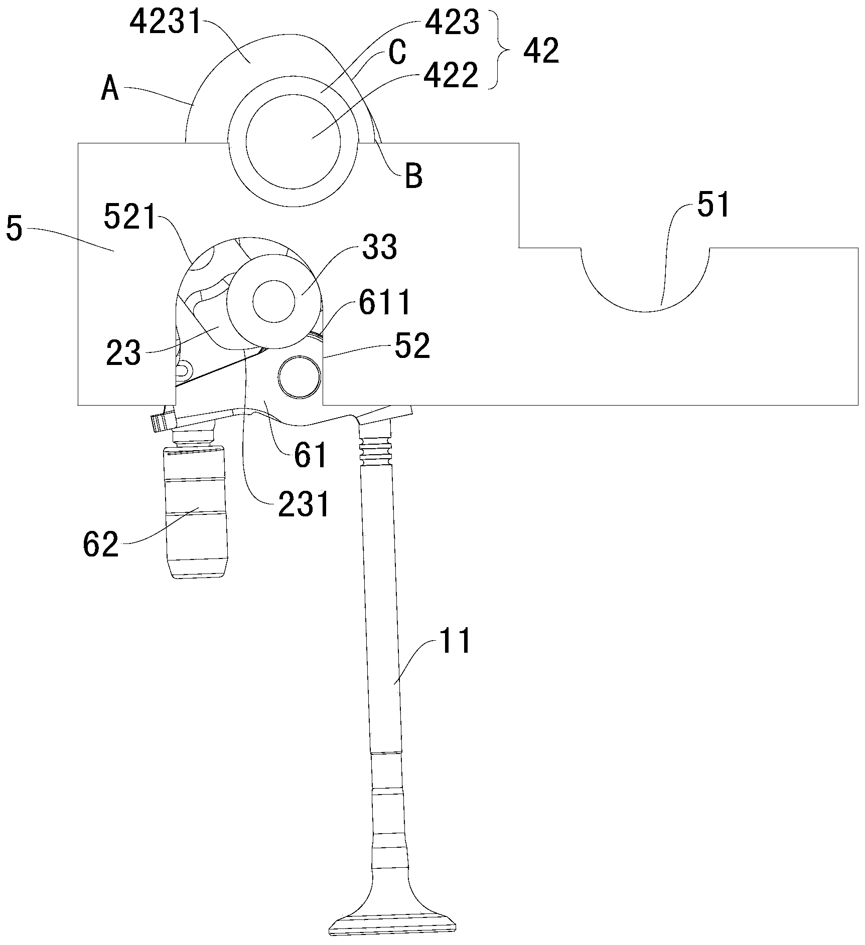 Gas distributing mechanism for engine and car with same