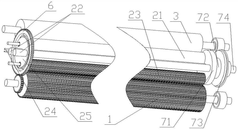 A double-sided corrugated paper forming roll set