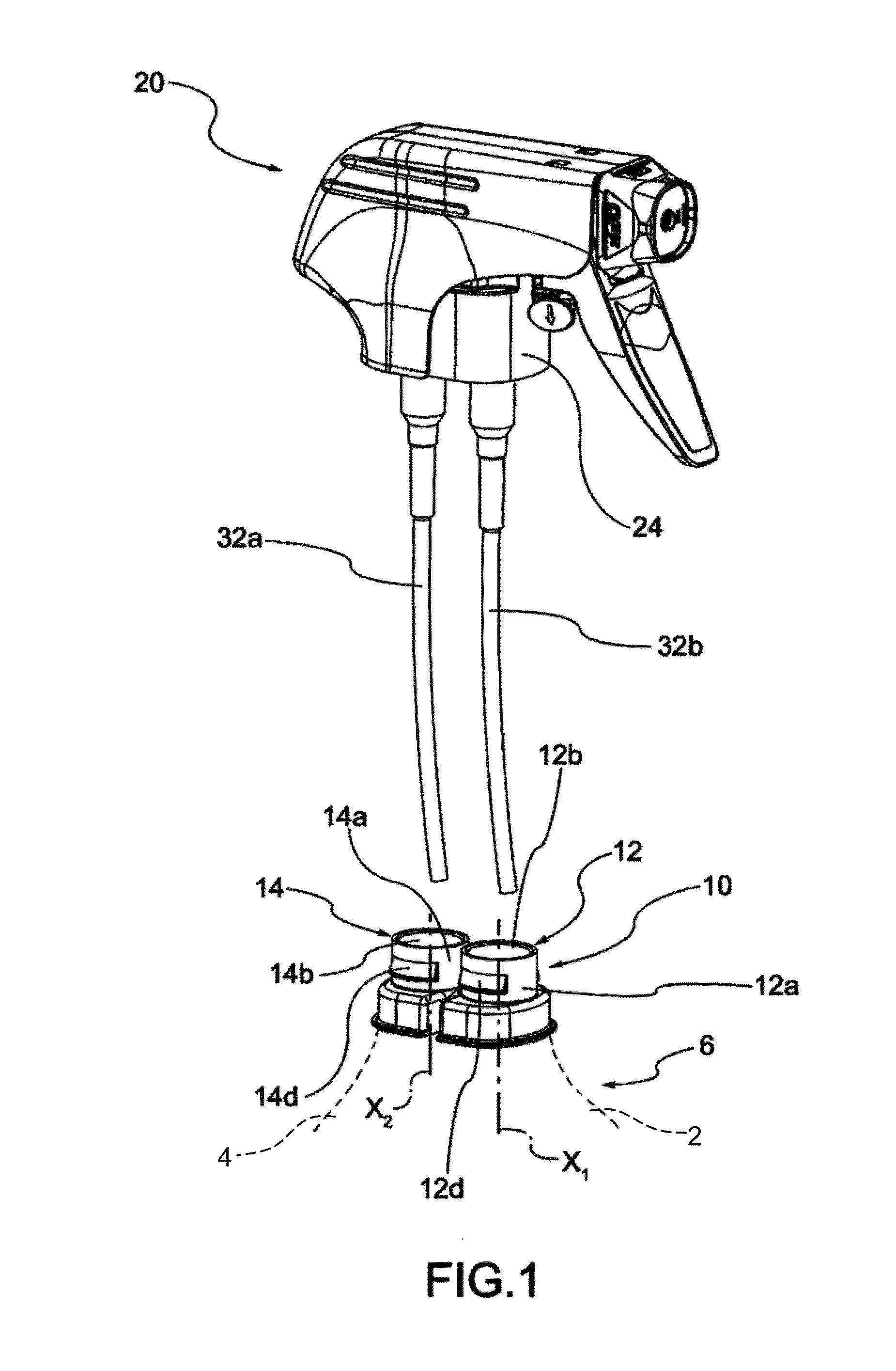 Dual chamber spray dispenser with a single delivery tube