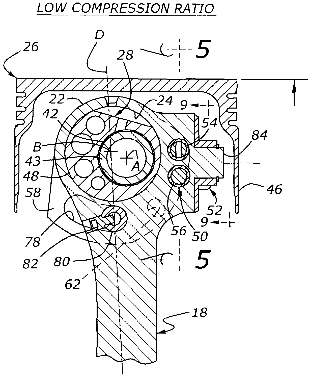 Variable compression ratio engine with dedicated bumper