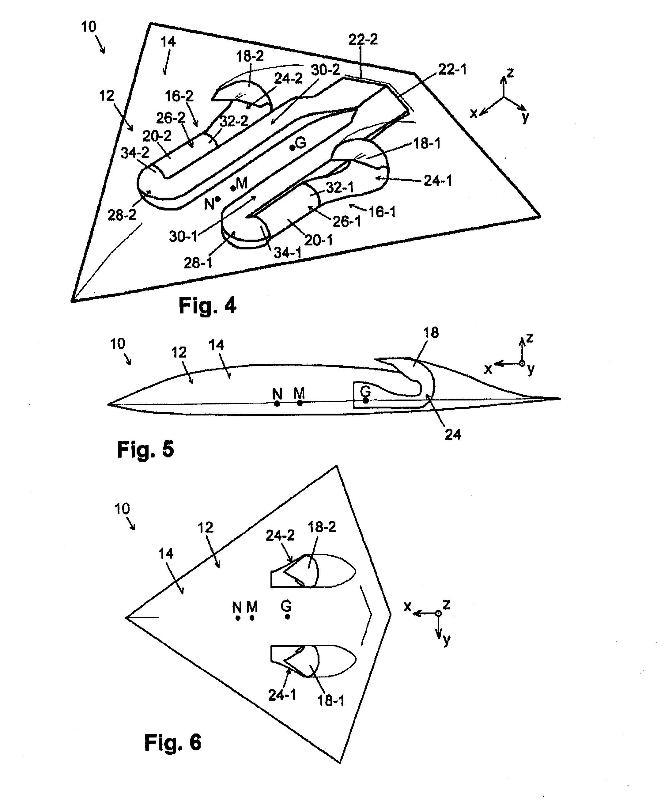 Driven Aircraft, in Particular to an Aircraft Designed as a Flying Wing and/or Having a Low Radar Signature