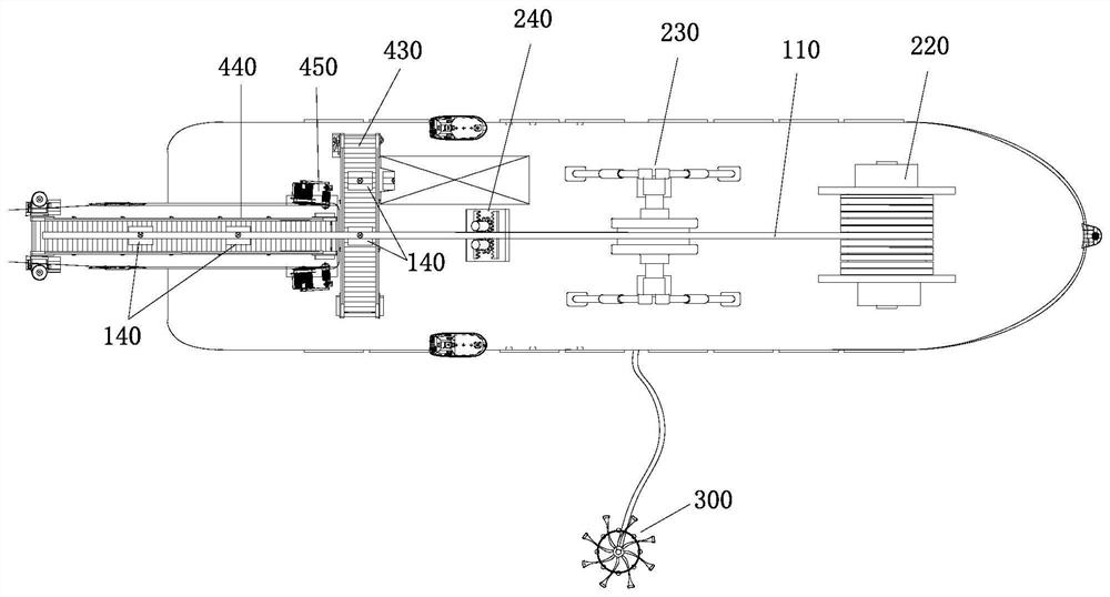 Oil spill treatment rescue ship based on bubble curtain technology