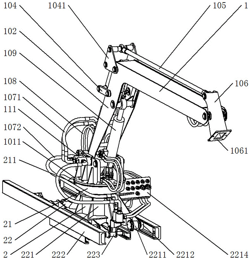 A device that can be used to support and position the cleaning terminal of a photovoltaic array cleaning vehicle