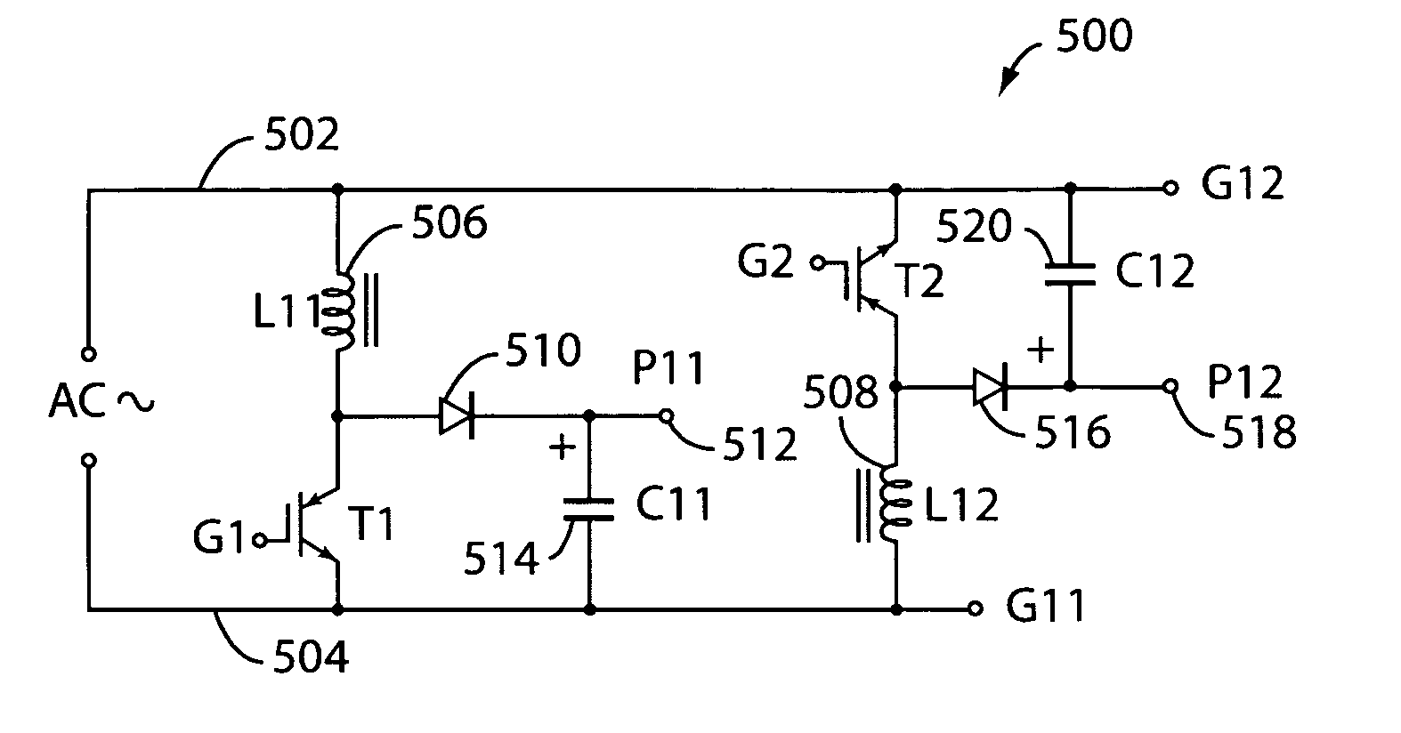 Switching power supply with direct conversion off AC power source