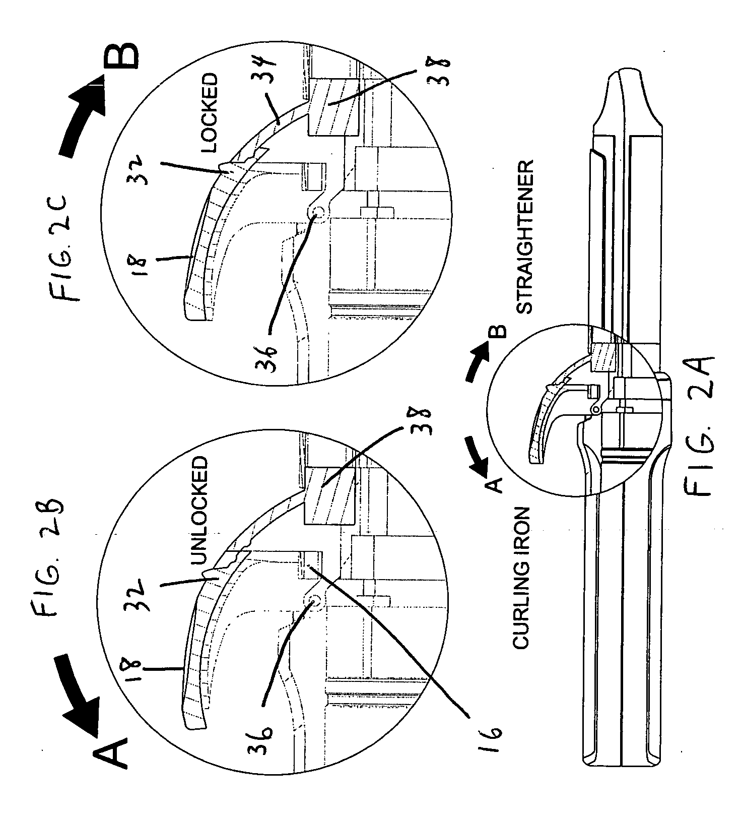 Split-barrel locking mechanism for hair appliance