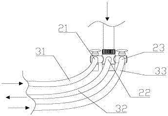 Conjoined pipe water delivery device and assembly method of water purification equipment