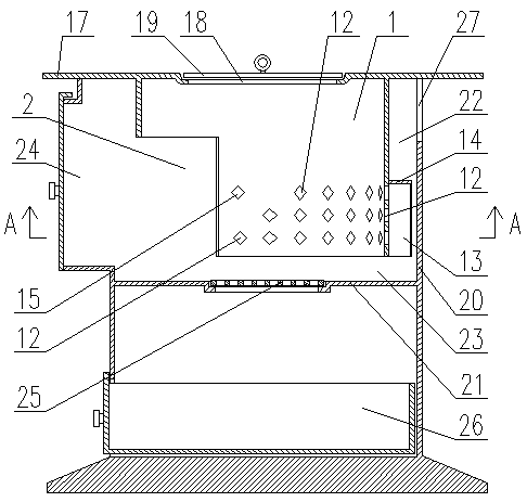 Firewood stove inner sleeve with multiple combustion chambers