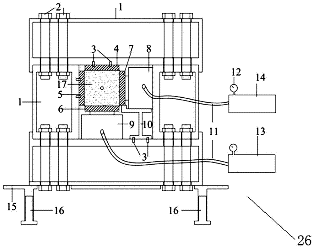 A static pressure rock impact funnel failure experimental device and method