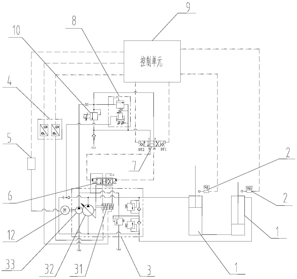 Oil cylinder control system, control method and pumping machinery