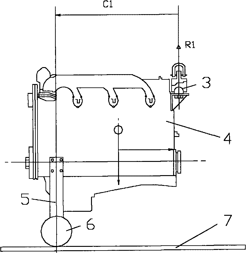 Center-of-mass measuring tool of engine