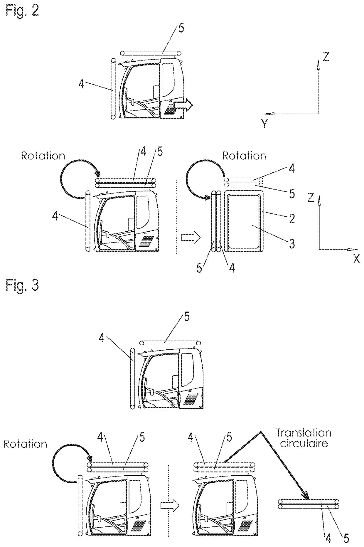 Operator's cabin having a protective grid