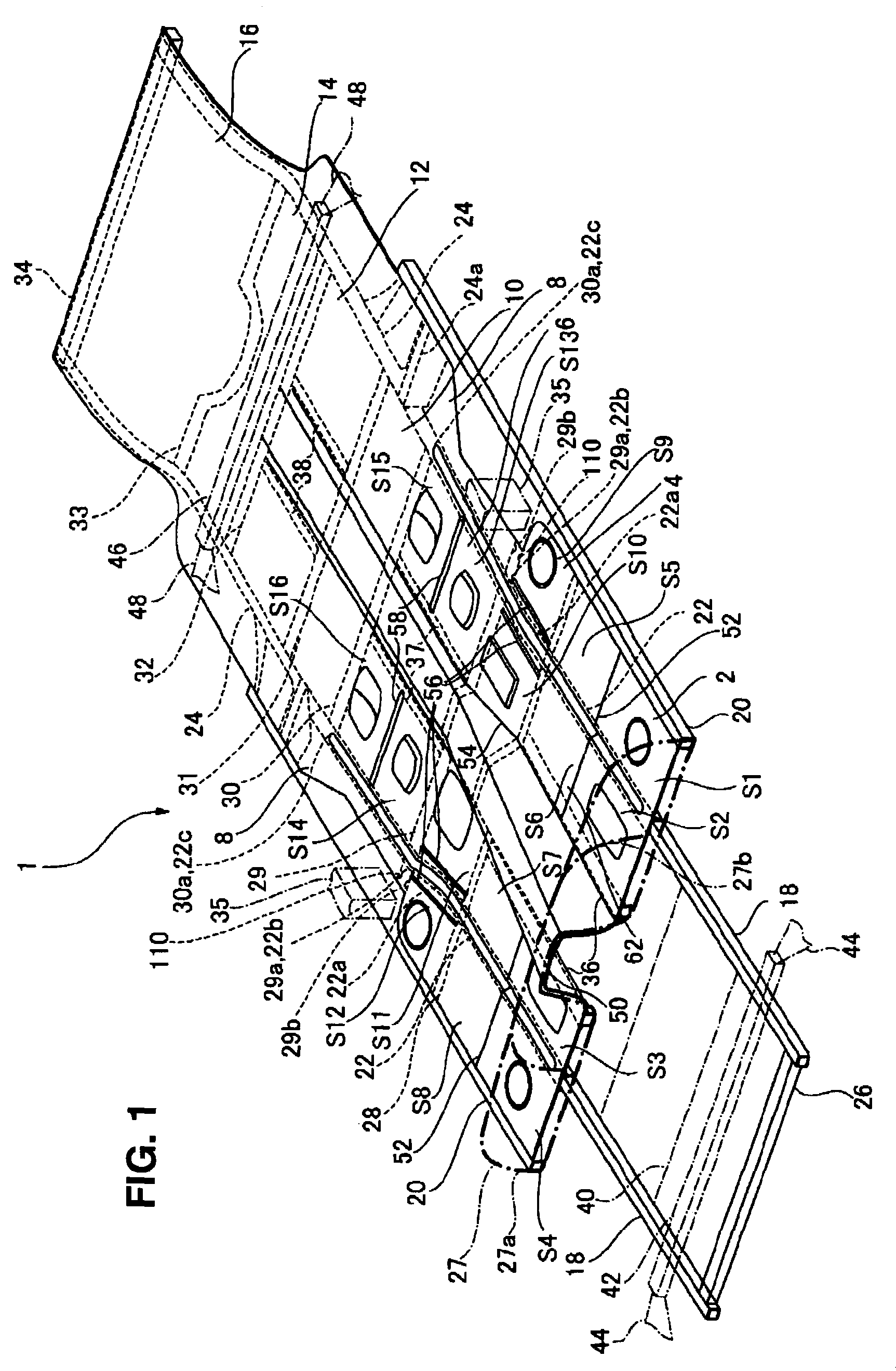 Floor panel structure of vehicle body