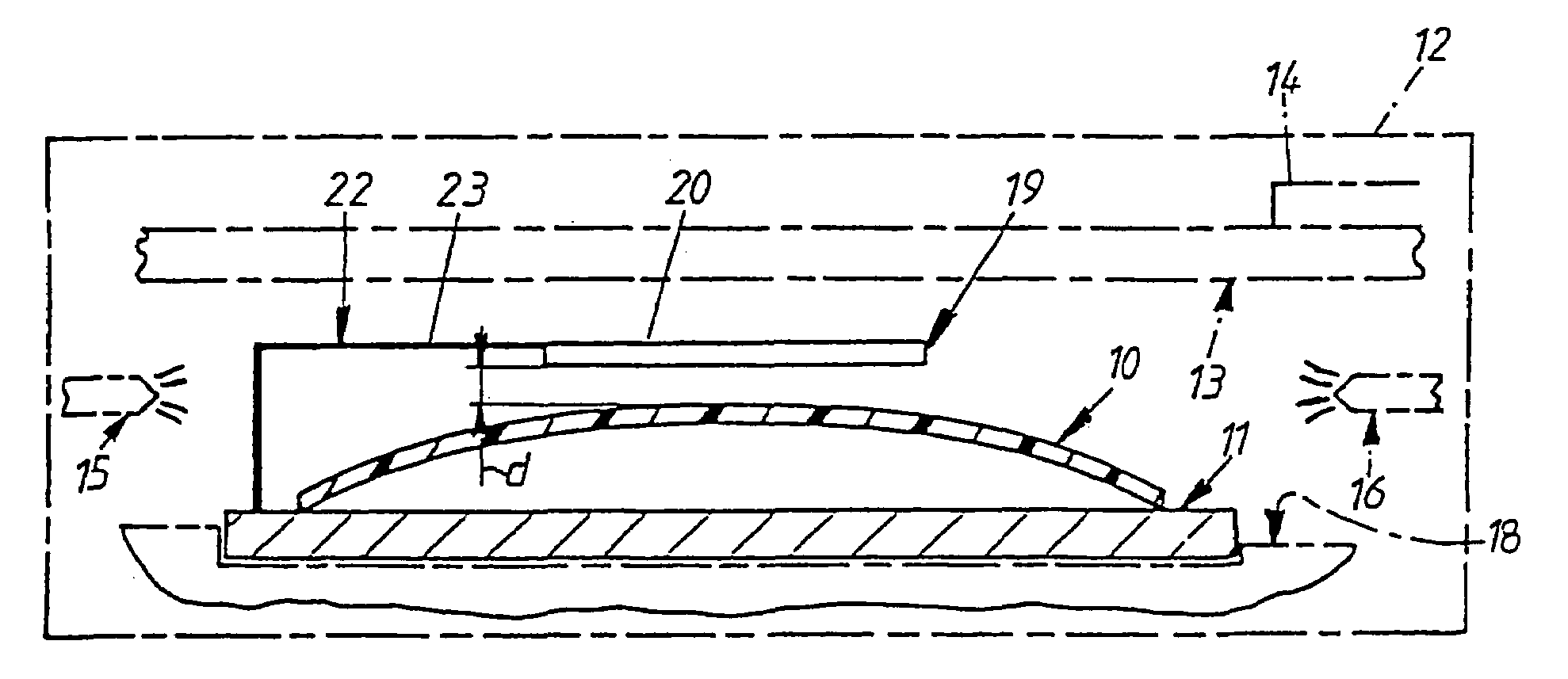 Method for vacuum deposit on a curved substrate
