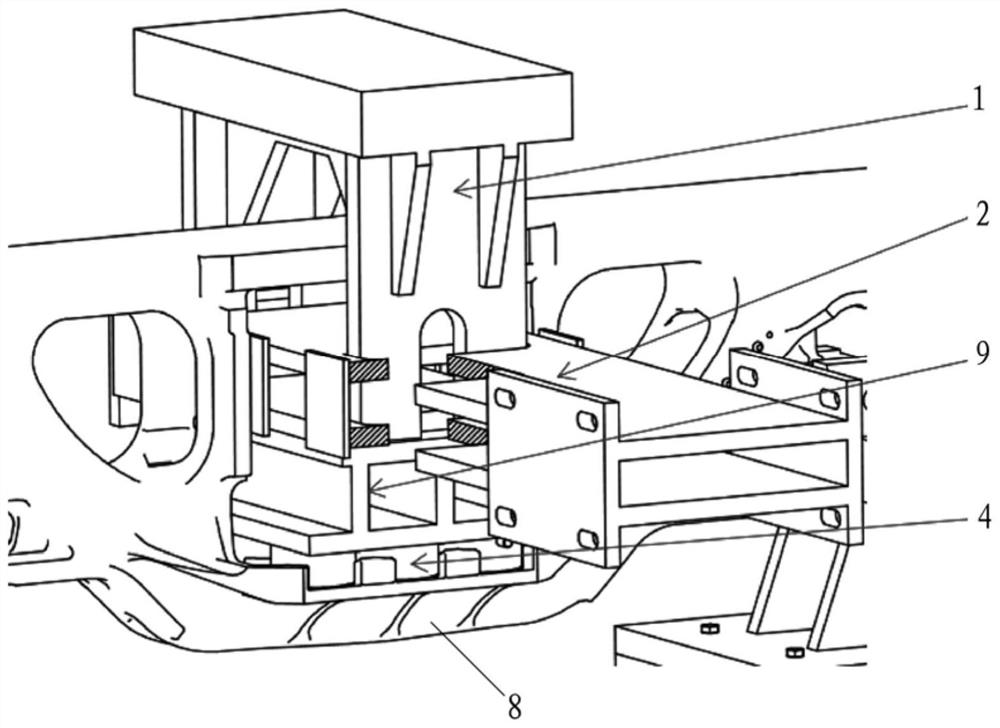 Loading device for fatigue test of railway freight car bogie side frame