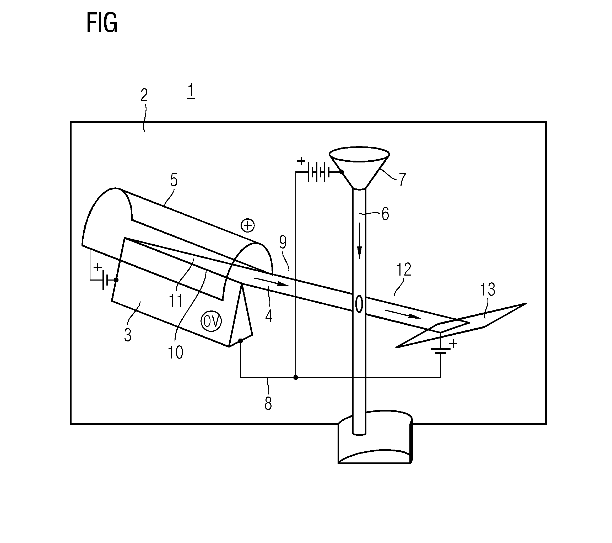 Device for producing an electron beam