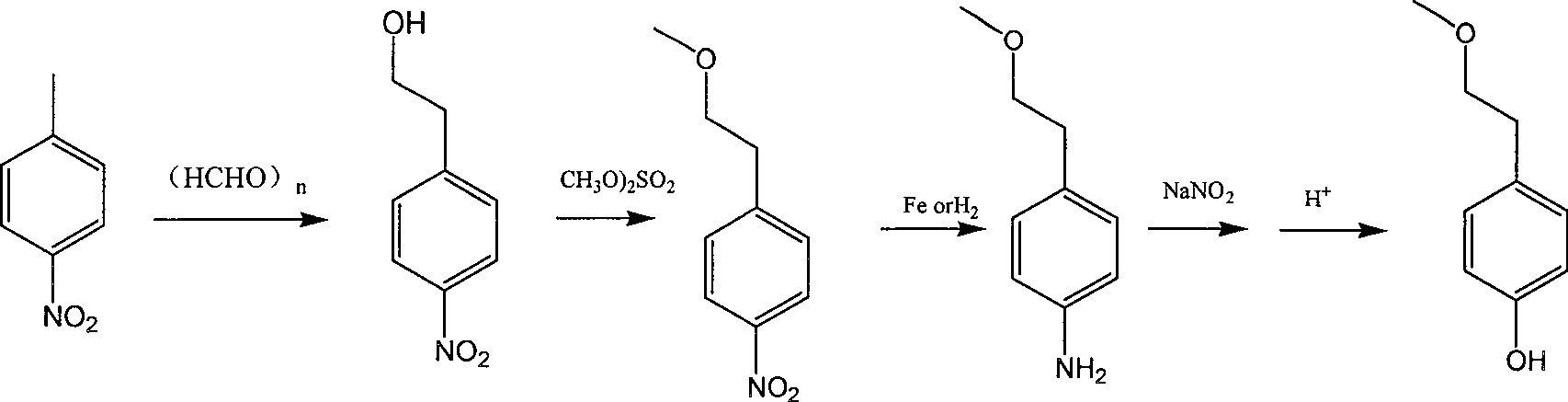 Para-(2-methoxyl) ethylphenol synthesis method
