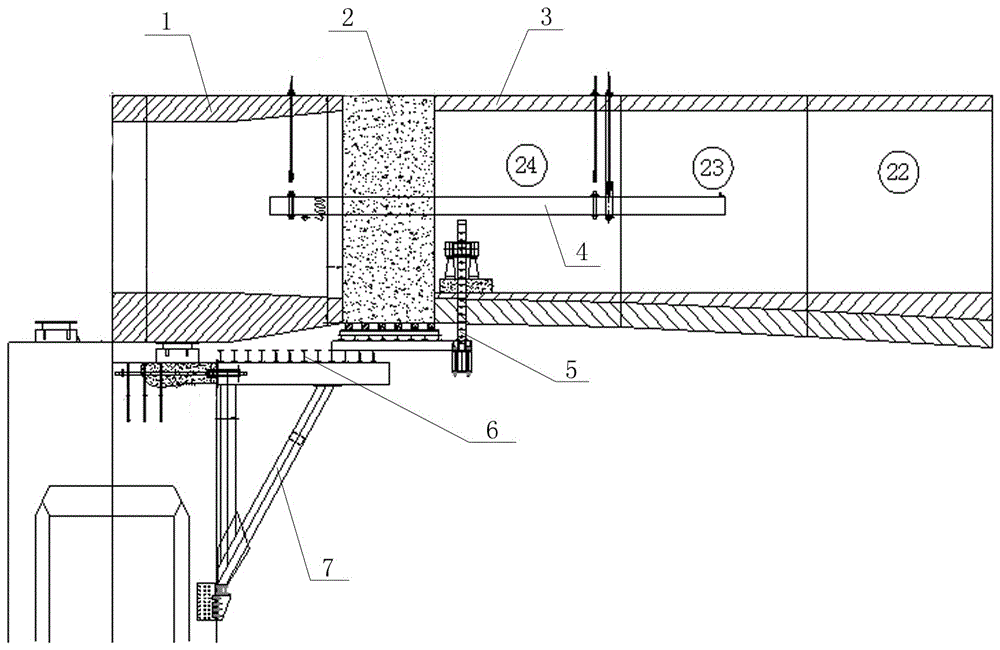 Construction method for joint section of continuous rigid frame aqueduct