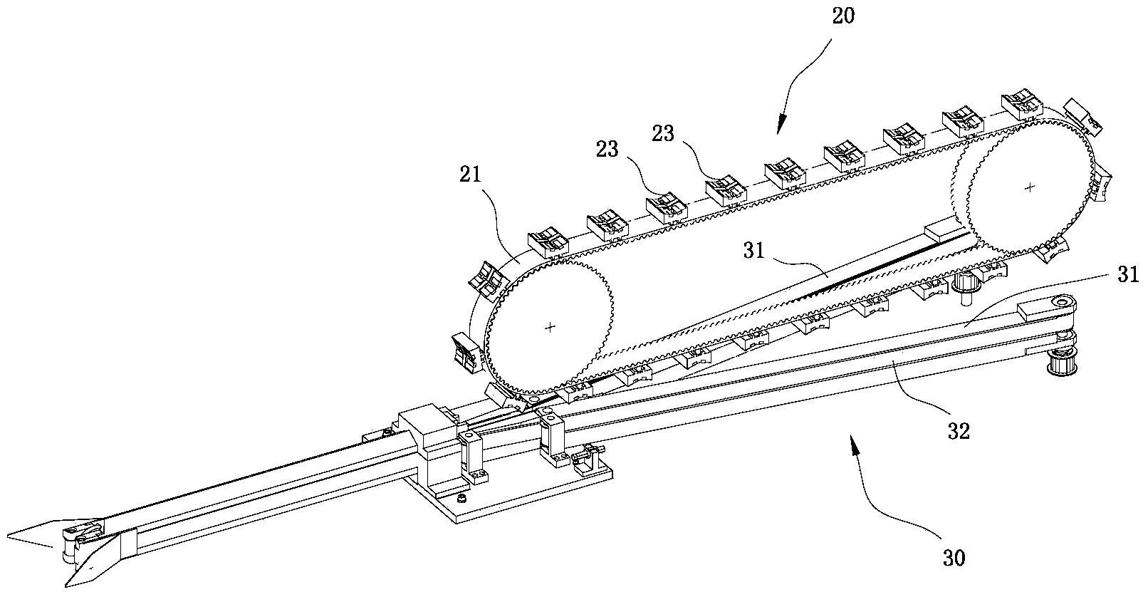 Compression conveying mechanism for bagged spring production