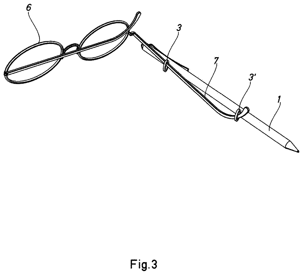 Device for attaching glasses to garments
