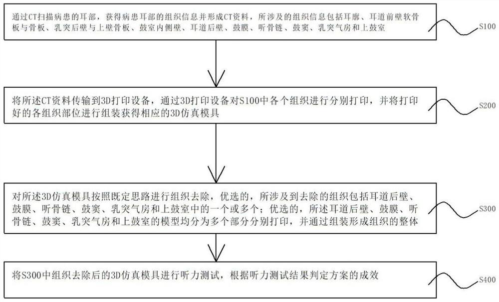 Test method for optimizing hearing reconstruction scheme by adopting simulation mold