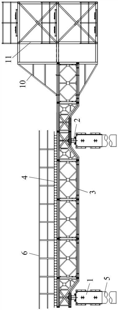 Non-landing movable steel platform with pile guiding function