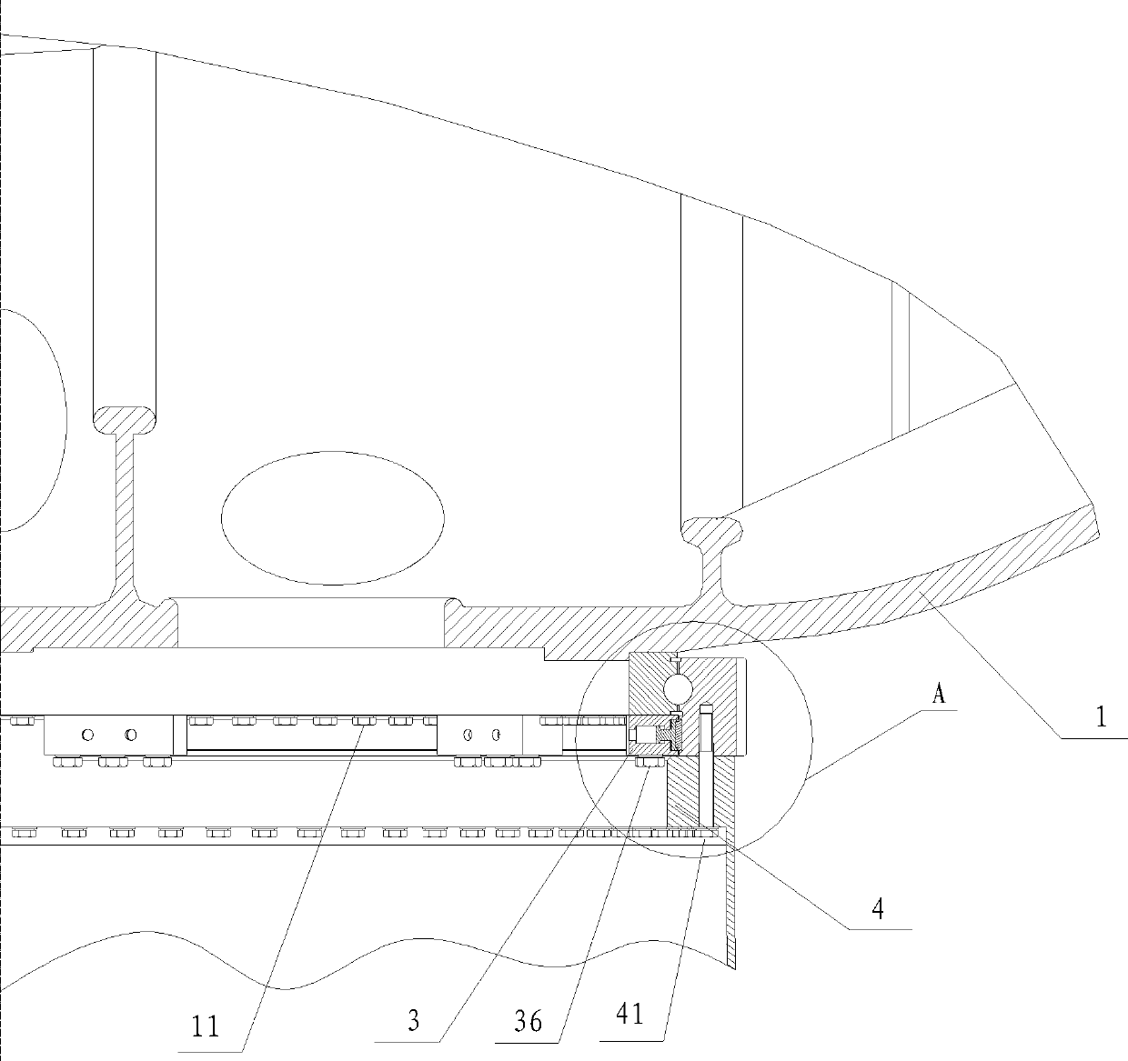 Braking device of wind power generation yaw bearing