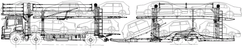 Vehicle transporting center axle train