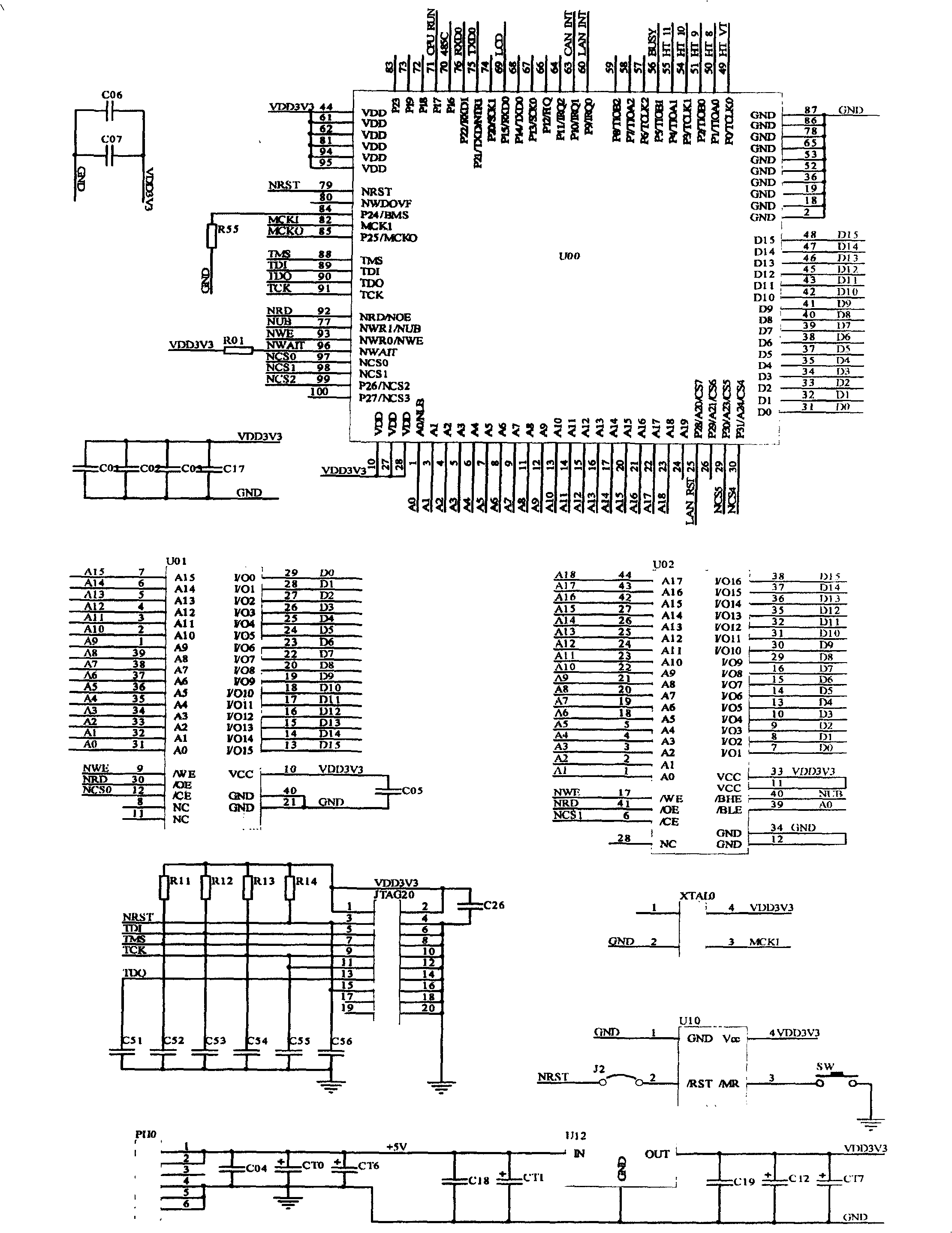 AT91M40800 based multi-tandem port bus system