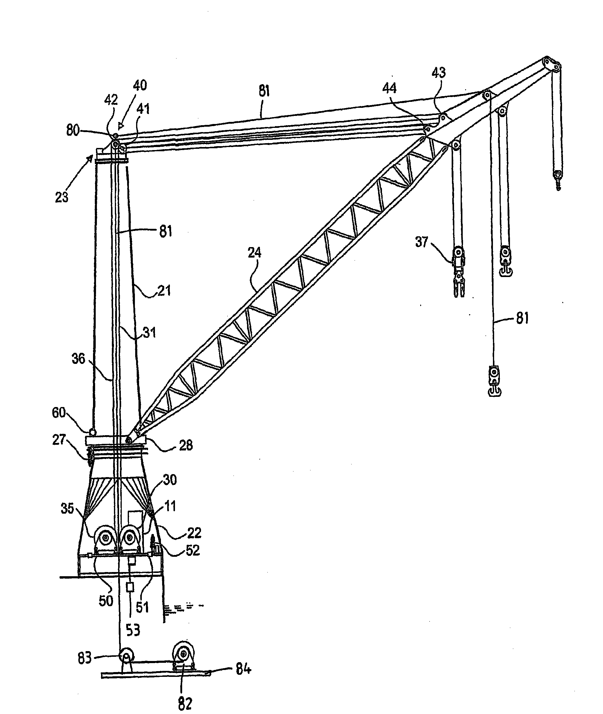 Hoisting crane and offshore vessel