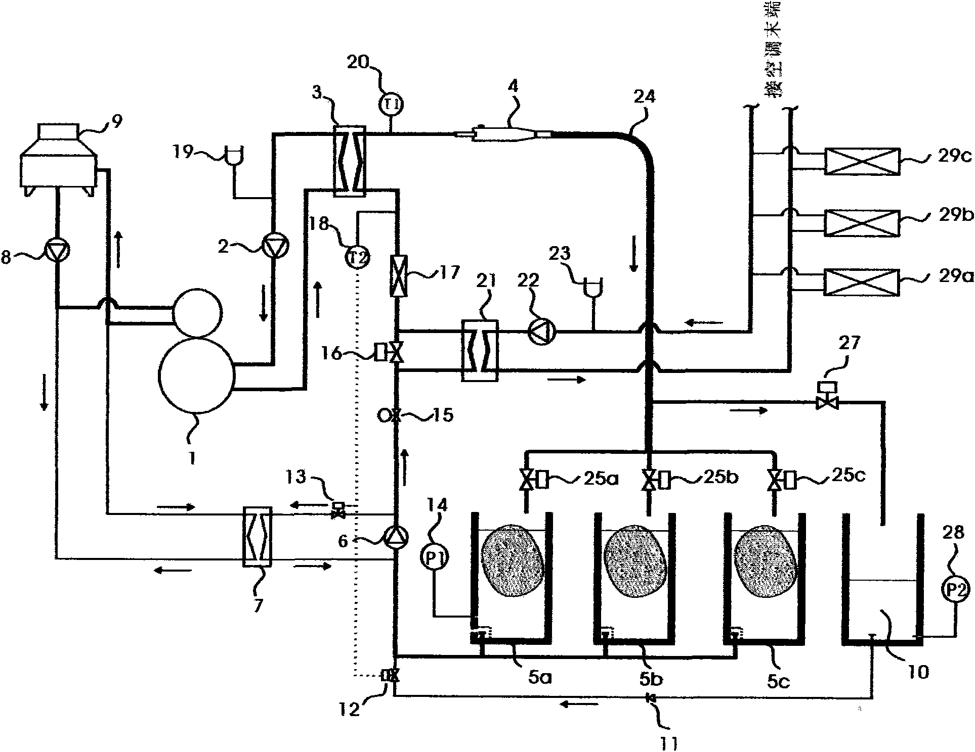 Central air-conditioning system of ice slurry cold storage