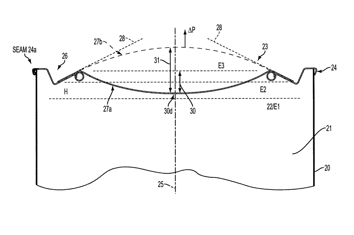 Expandable container having lid for providing headspace control in a food can