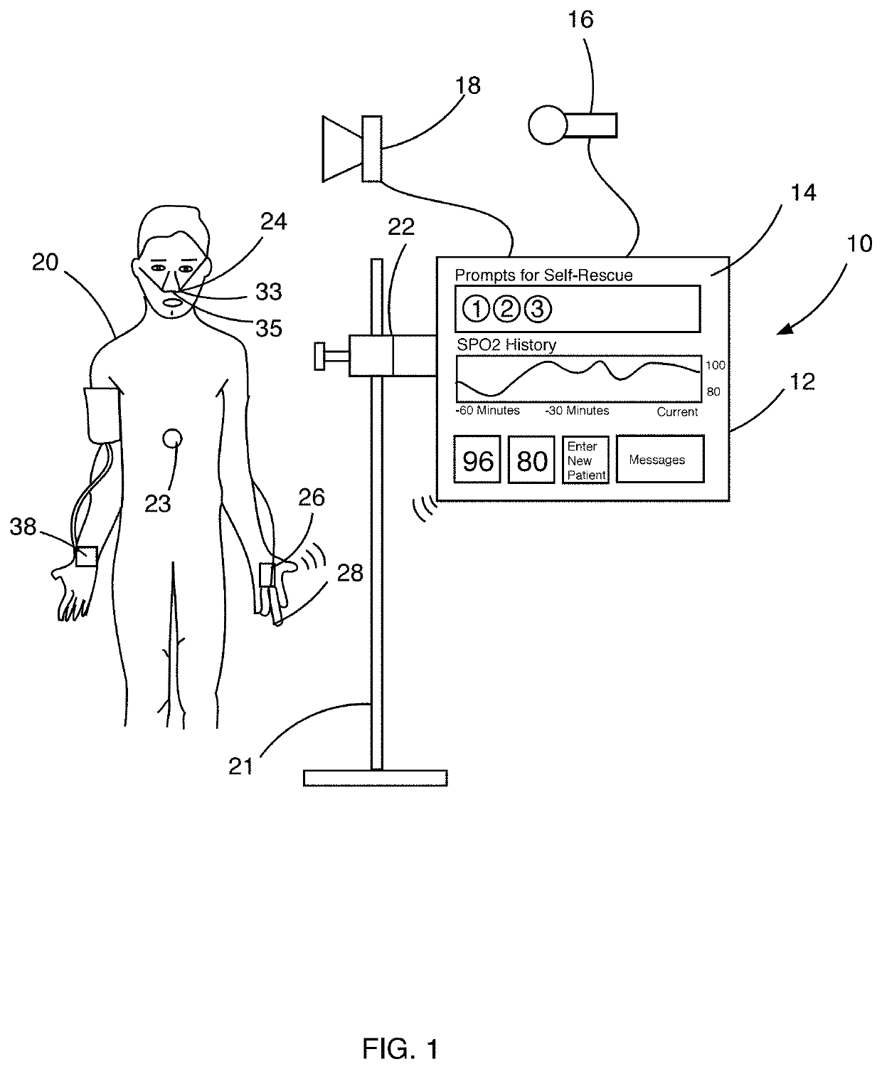 System and method for detecting ventilatory depression and for prompting a patient to breathe