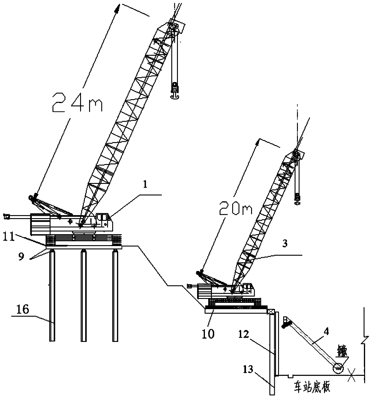 Heavy-load equipment hoisting device and hoisting method based on proximity deep foundation pit construction environment