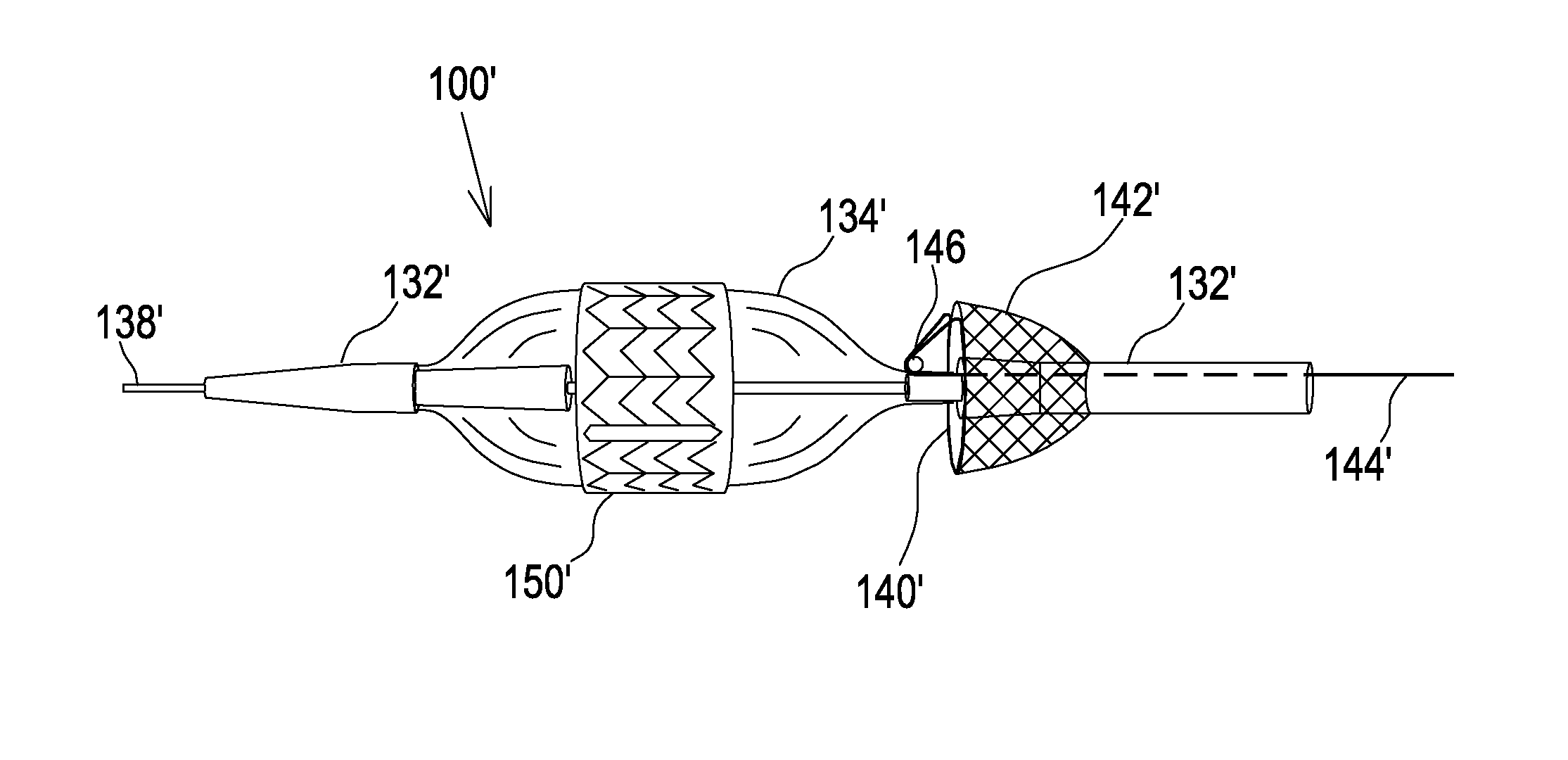 Integrated distal embolization protection apparatus for endo-luminal devices such as balloon, stent or tavi apparatus