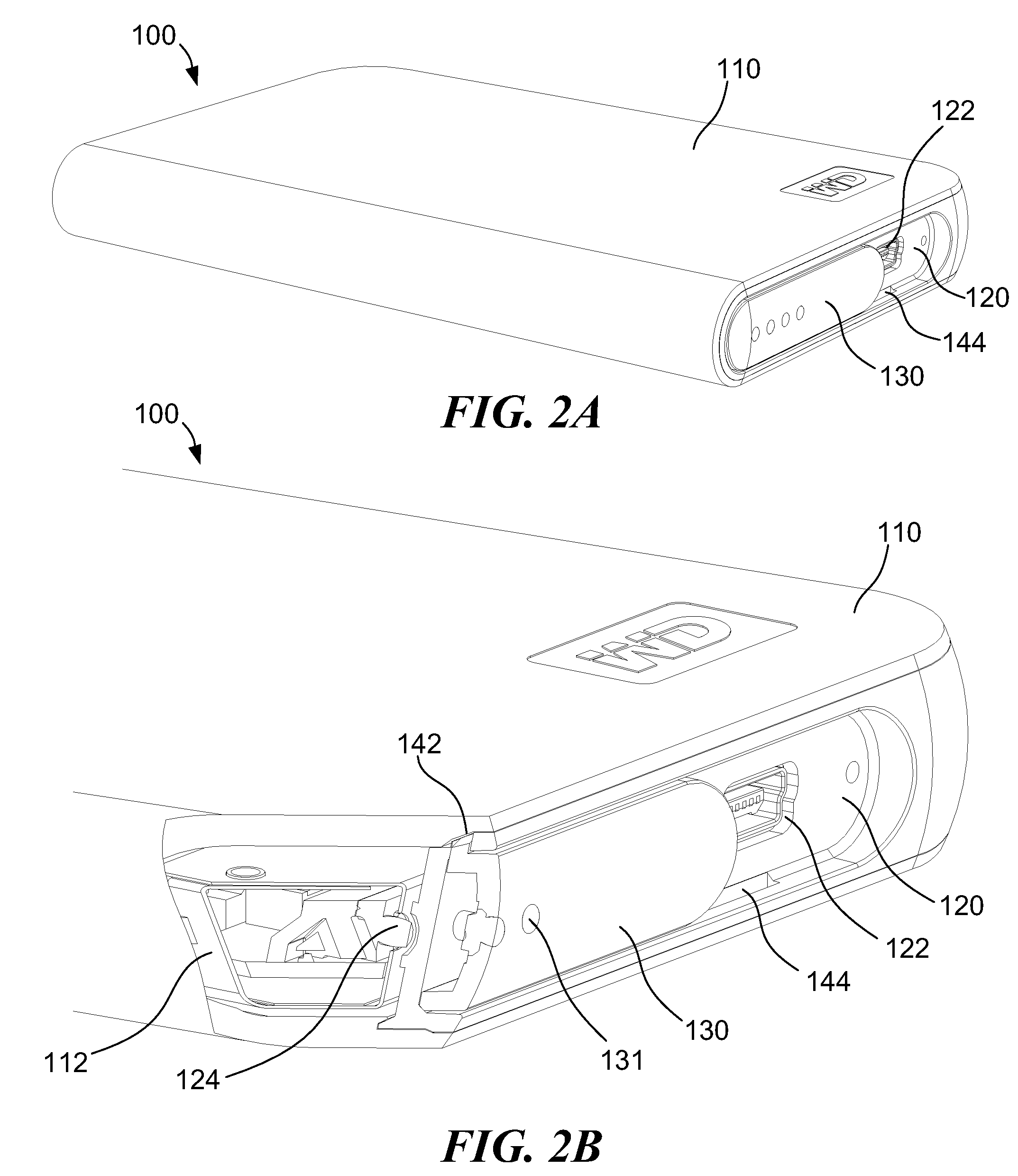 Disk drive enclosure with a sliding door having tabs with adjacent through-slots