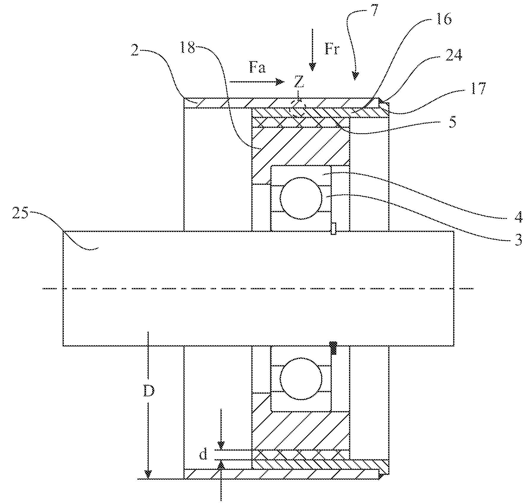 Bearing arrangement for a tension roller
