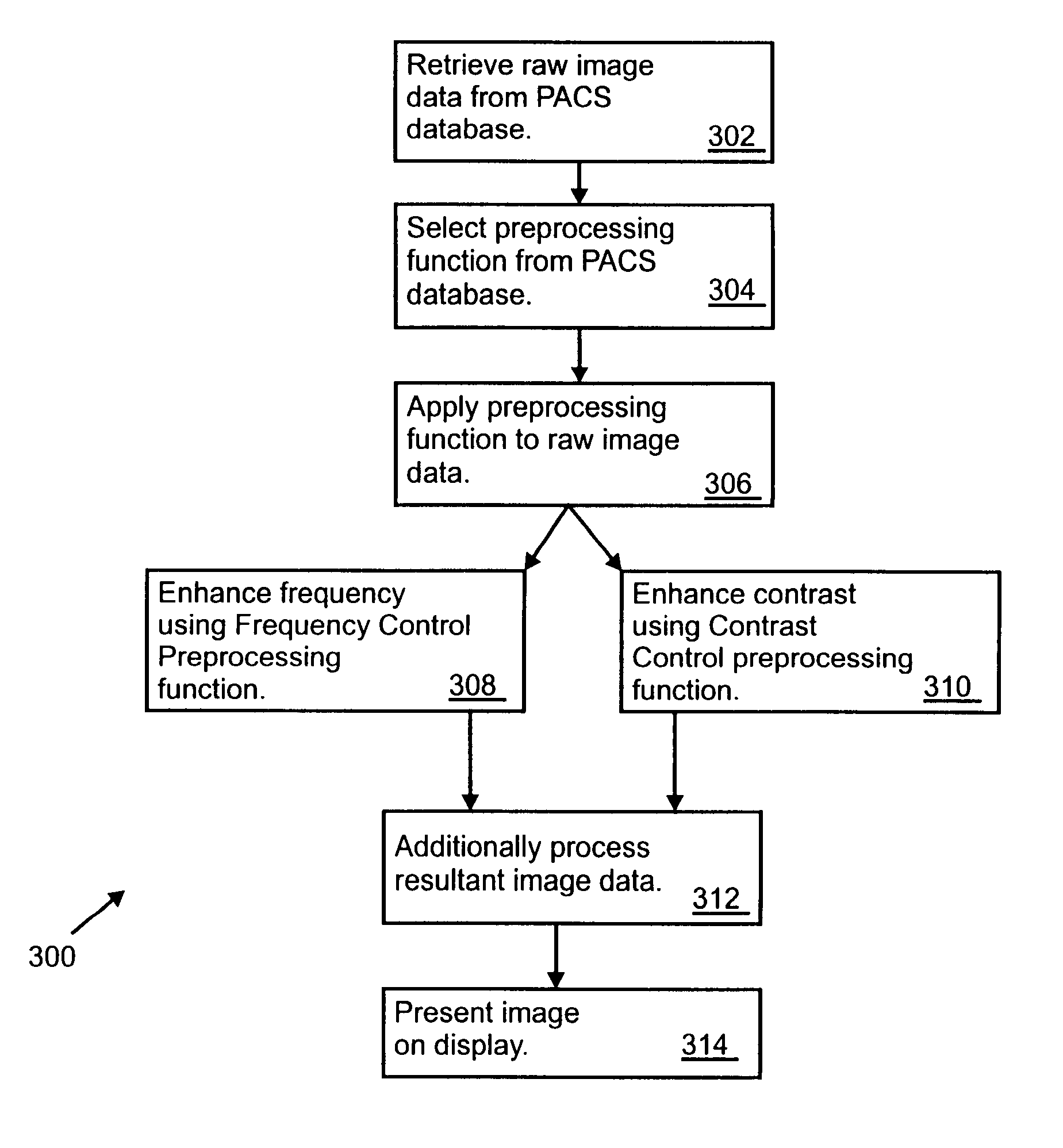 Imaging system adapted to partially preprocess image data