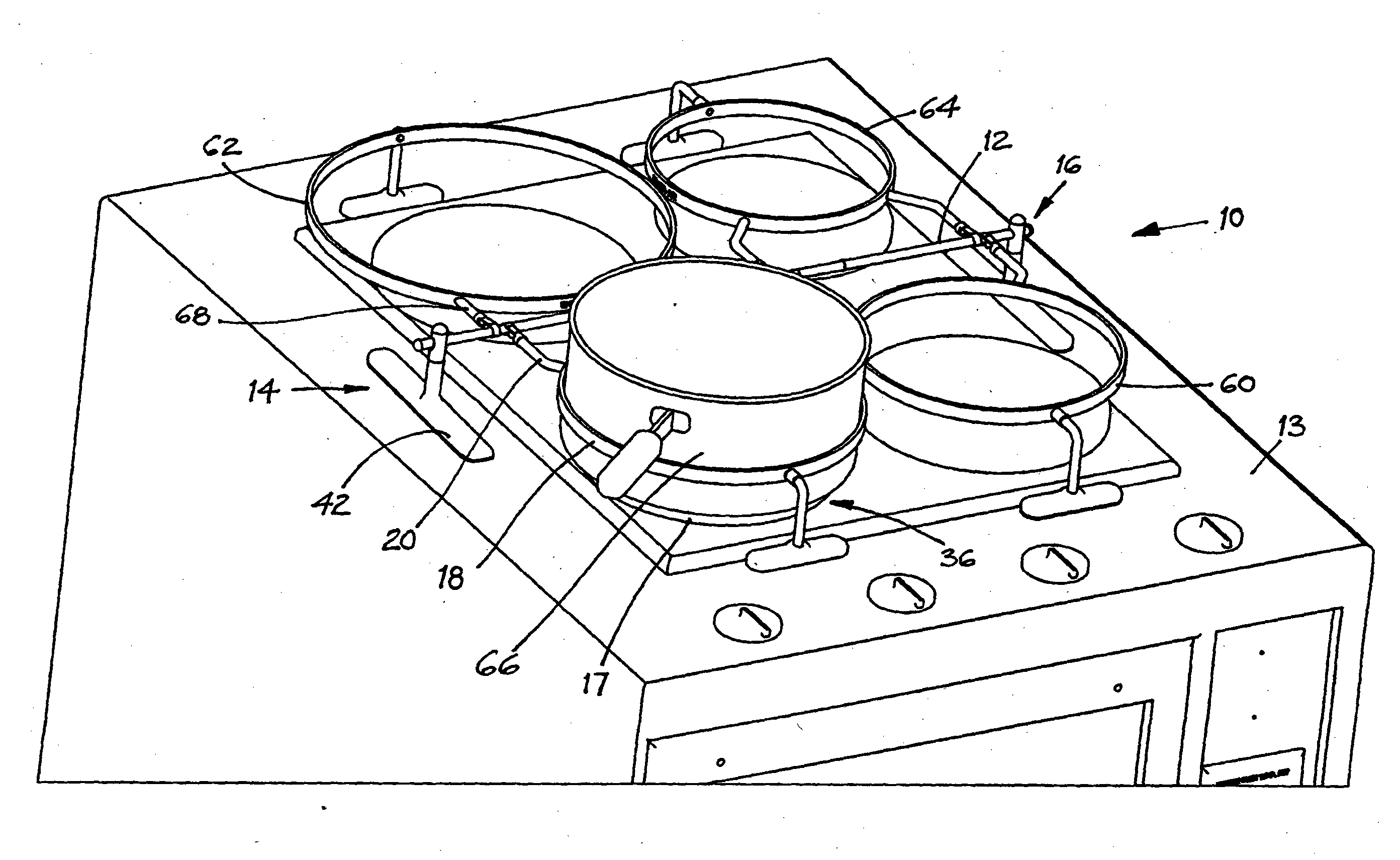 Rack for Holding Cookware on a Cooktop