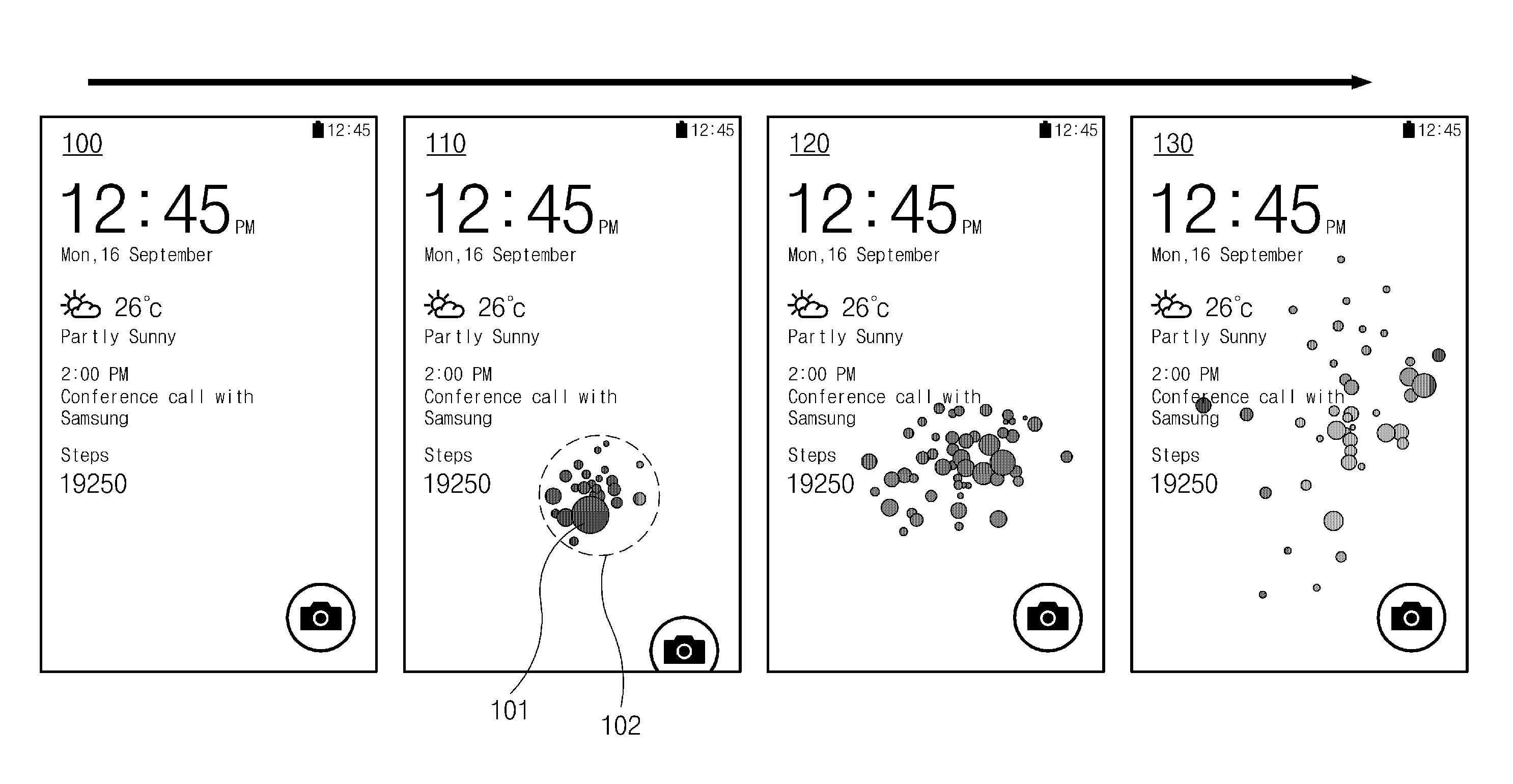 Displaying particle effect on screen of electronic device
