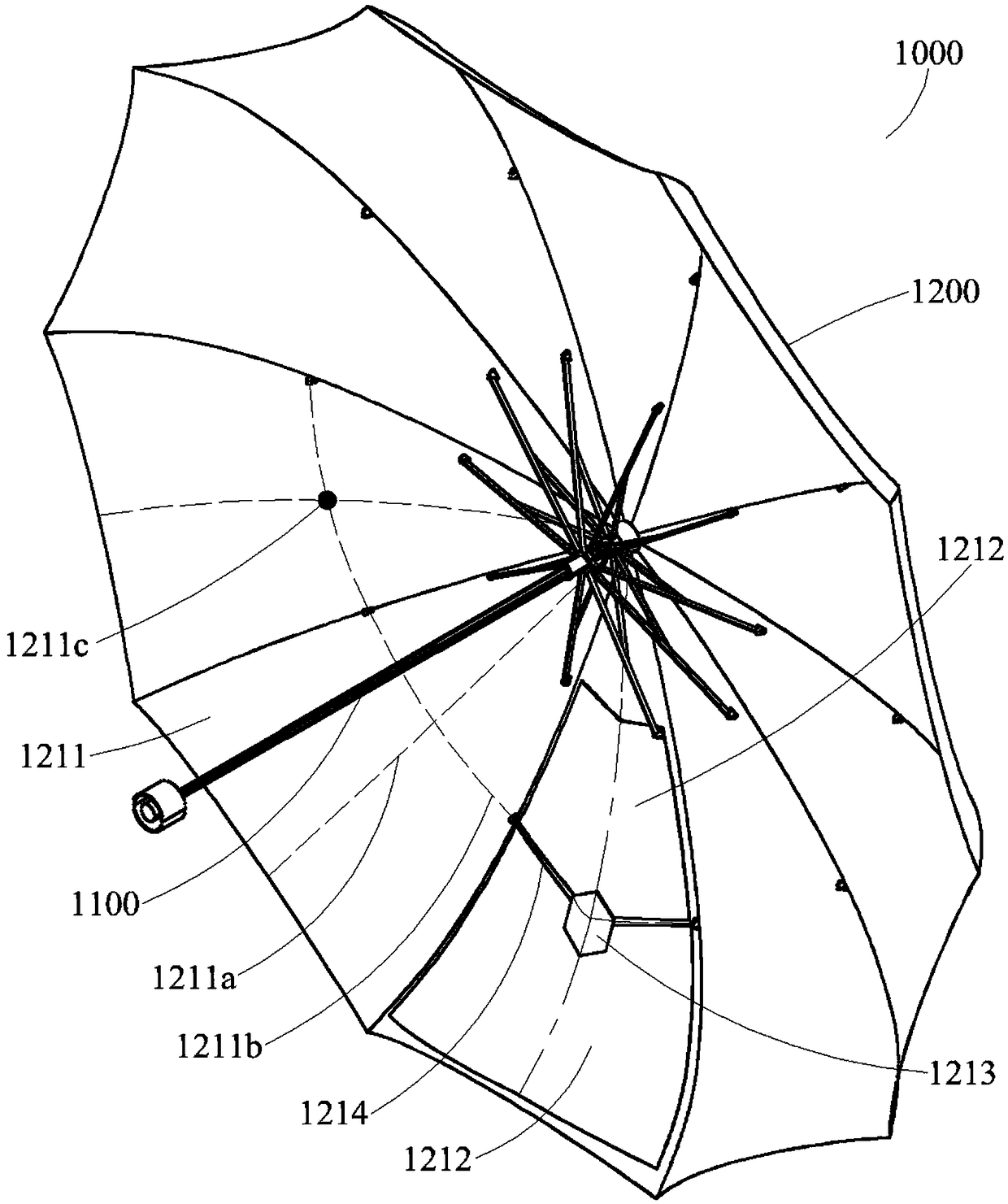 Seamless folding umbrella and manufacturing method thereof