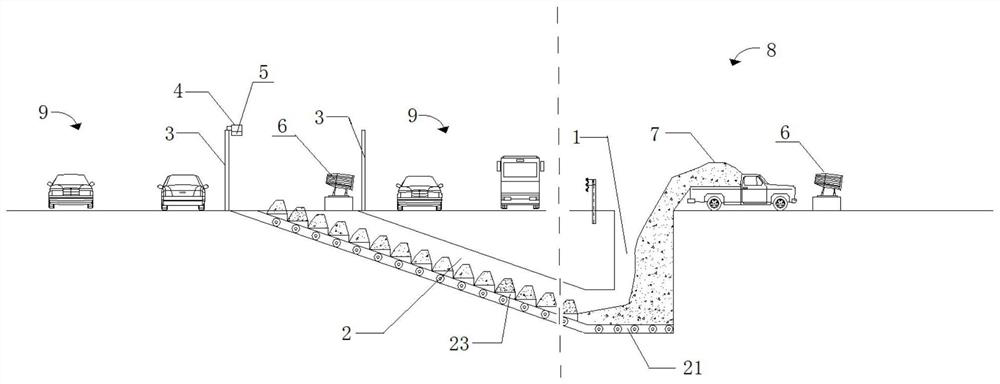 Dump transportation device, system and method suitable for urban center