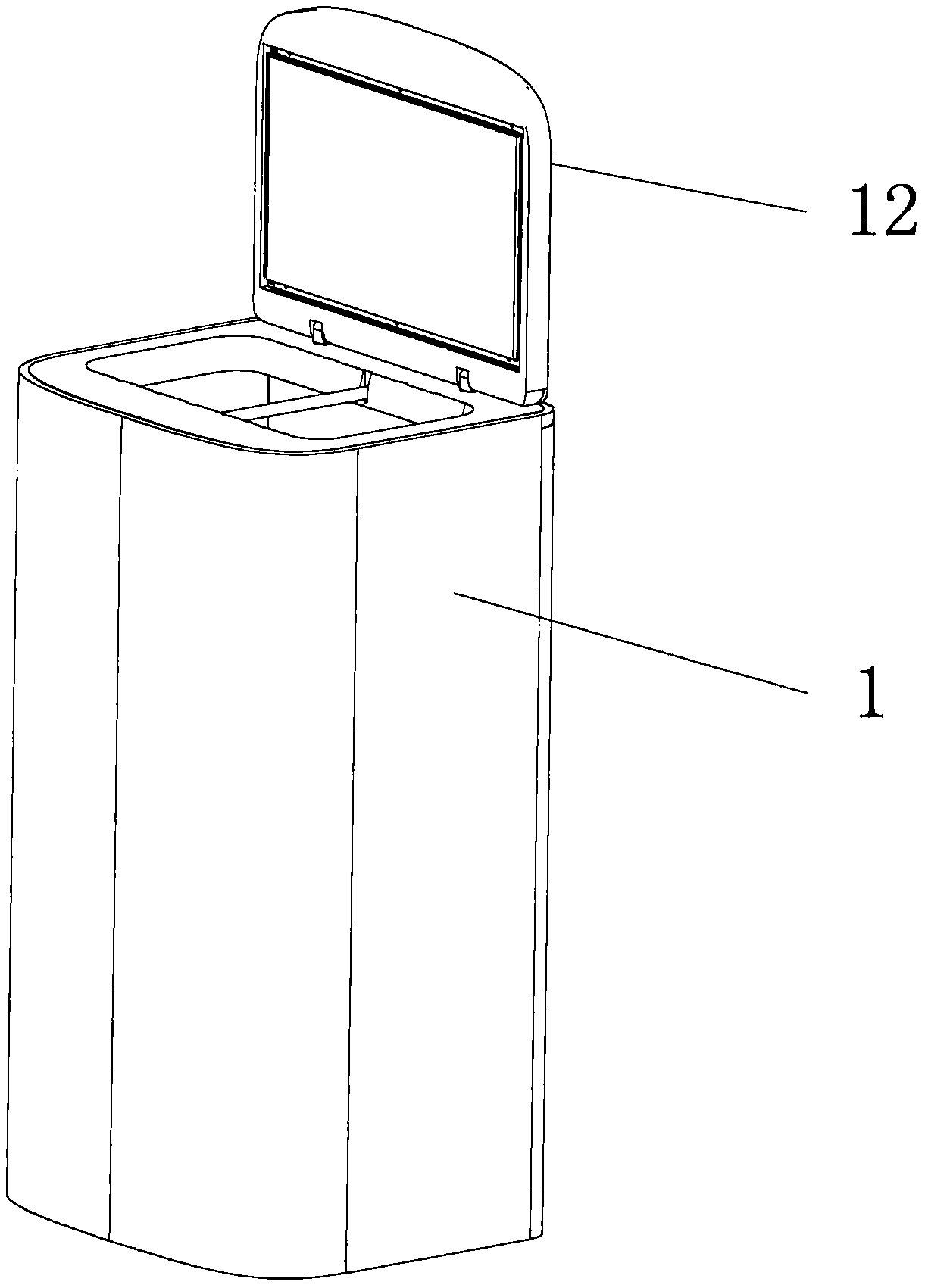 Clothes drying machine with upper opening for vertically hanging clothes