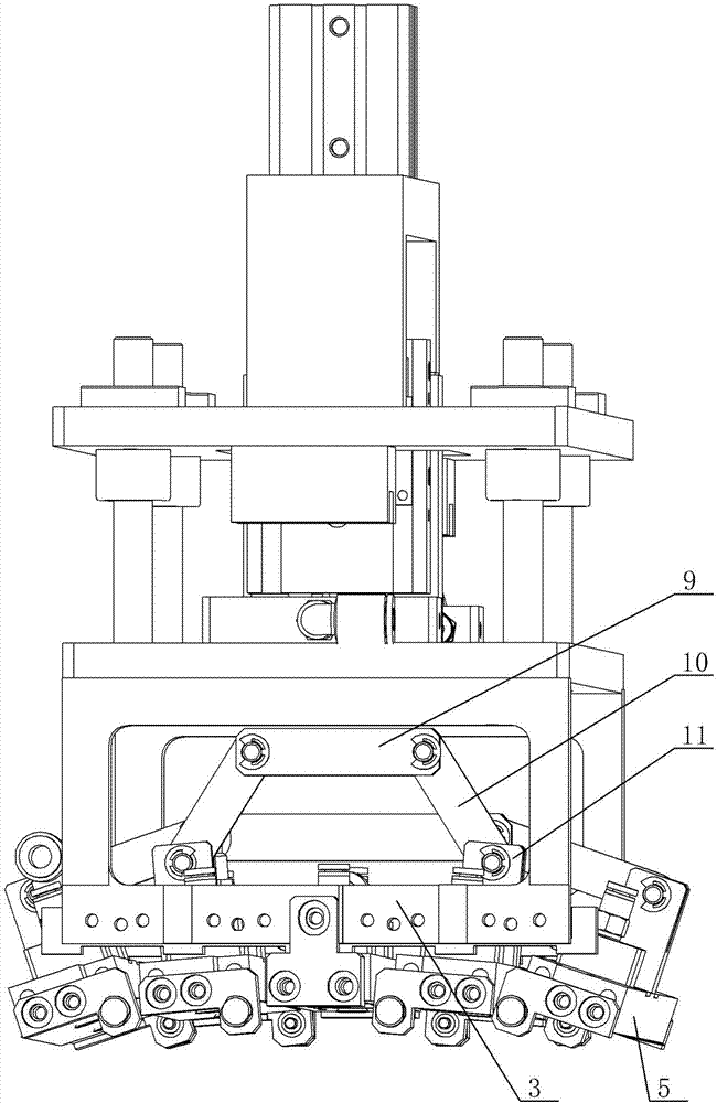 Midair piece breaking-off mechanism and corresponding piece separation material-collecting station