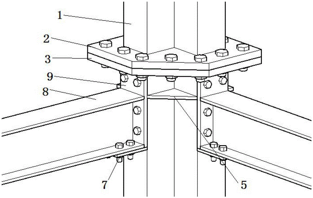 Beam-column node connecting device for assembled steelwork