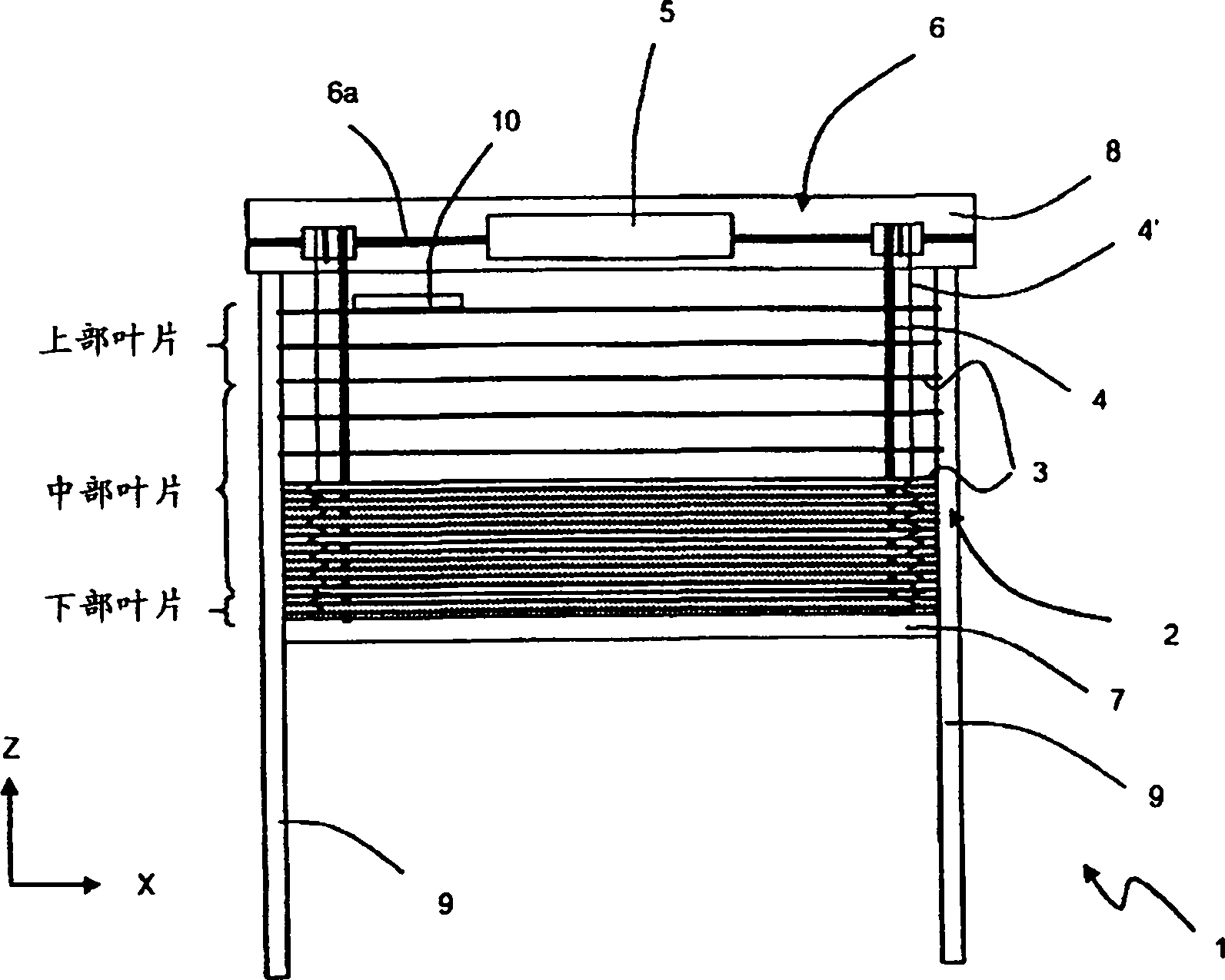 Outer venetian blind with a means for determining the effects of the wind