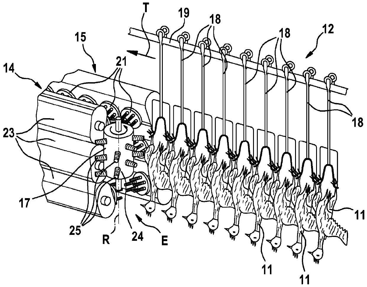 Device and method for automatically removing hair from slaughtered poultry