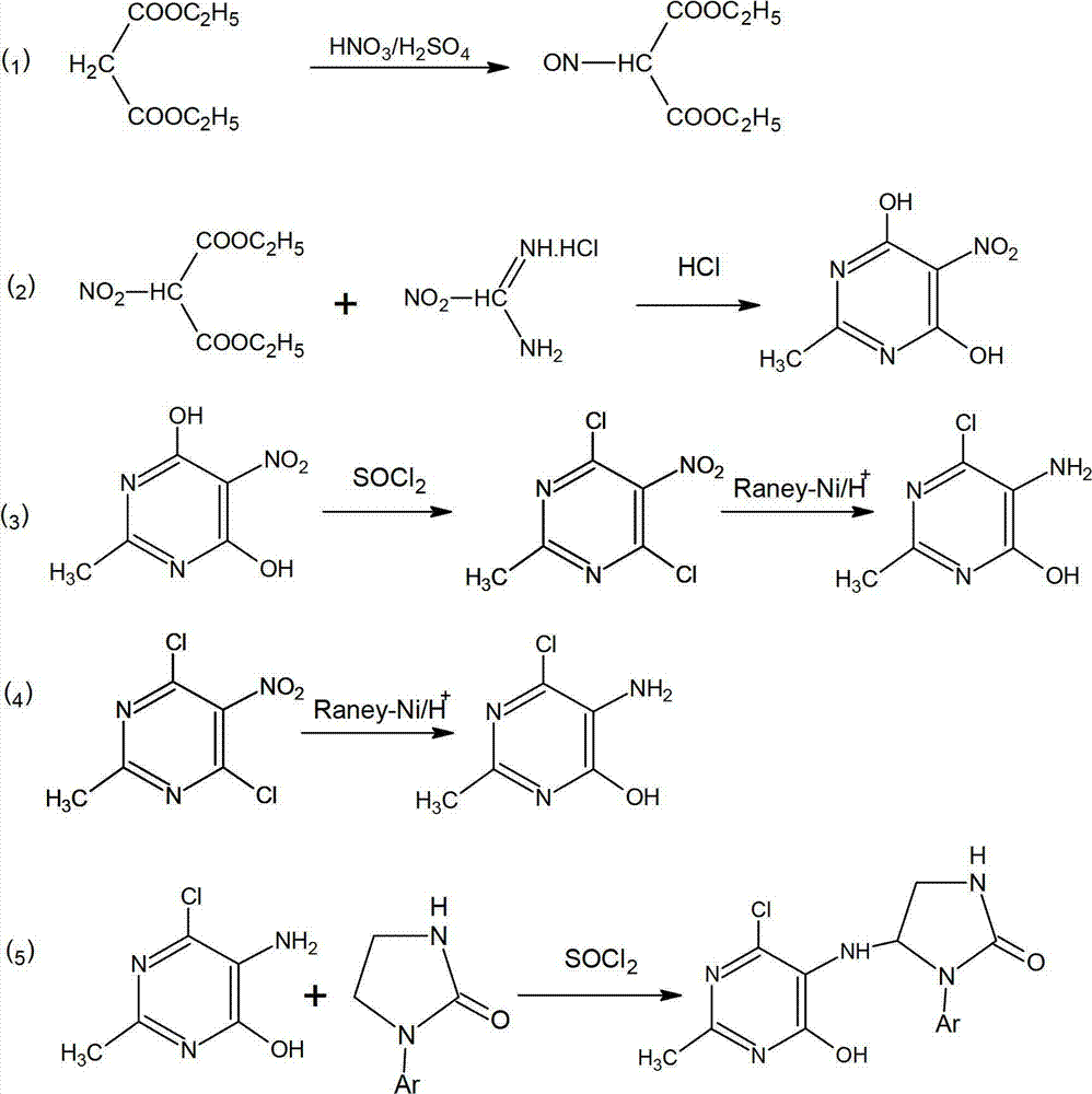 4, 6-dichloro-2-methyl-5-(1-acetyl-2-imidazoline-2-yl)-aminopyrimidine preparation method