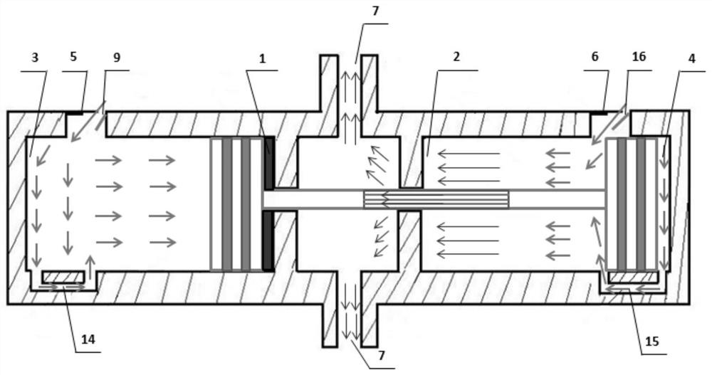 A micro-free piston power device with a self-pressurized direct-flow scavenging structure