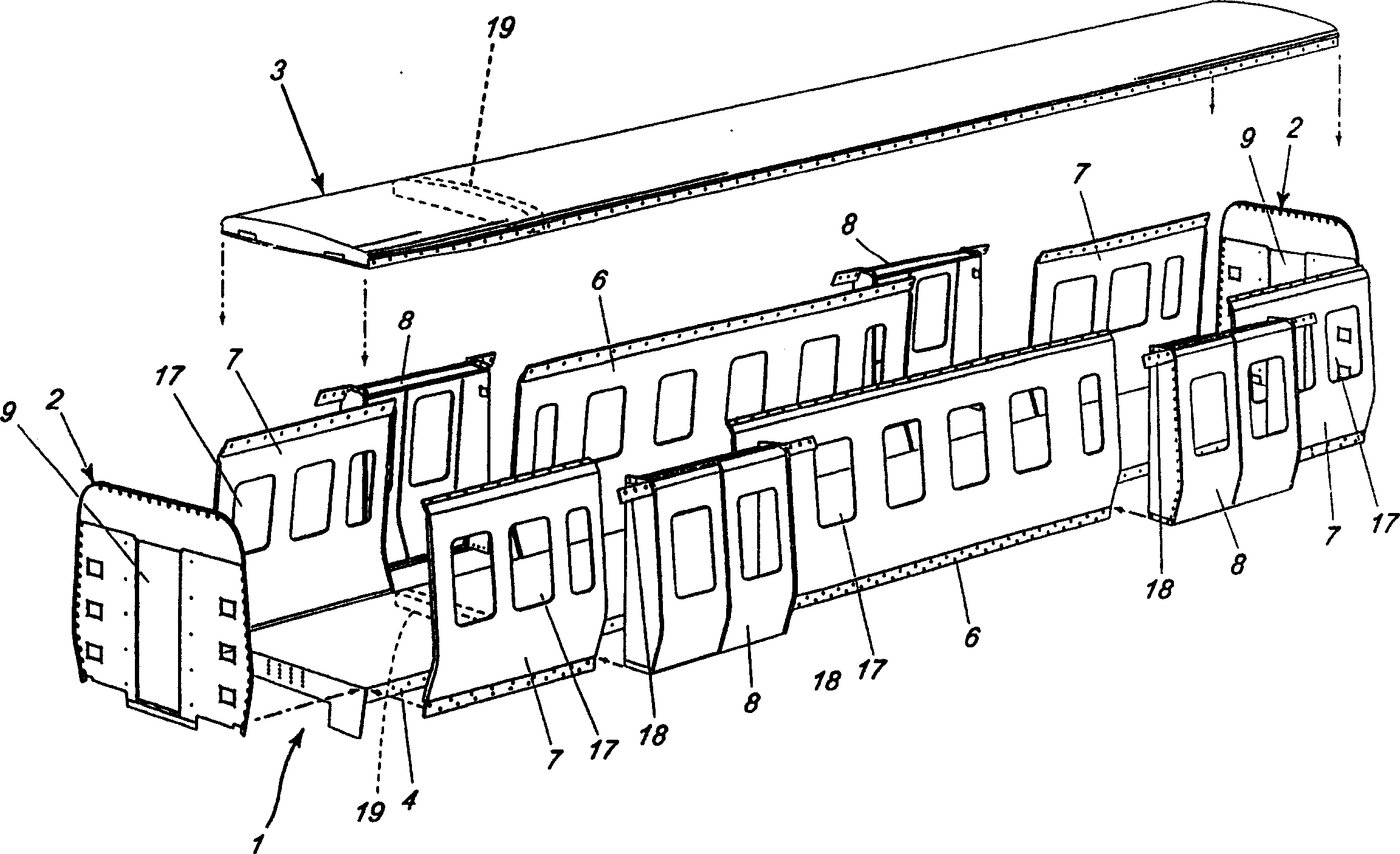 Rail vehicle carbody of modular construction